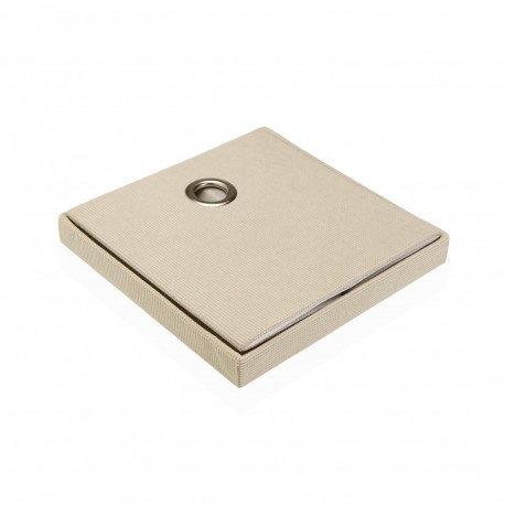 CESTA QUADRADA COM TAMPA DOBRÁVEL CREME