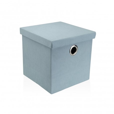 CESTA QUADRADA COM TAMPA DOBRÁVEL AZUL