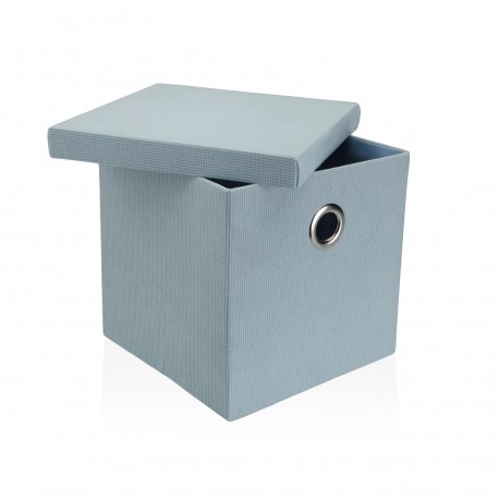 CESTA QUADRADA COM TAMPA DOBRÁVEL AZUL