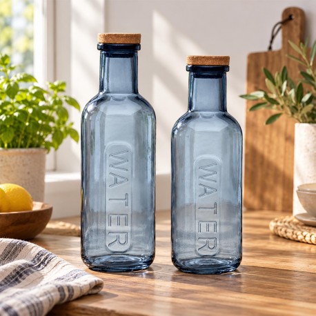 GARRAFA VIDRO AZUL COM CORTIÇA