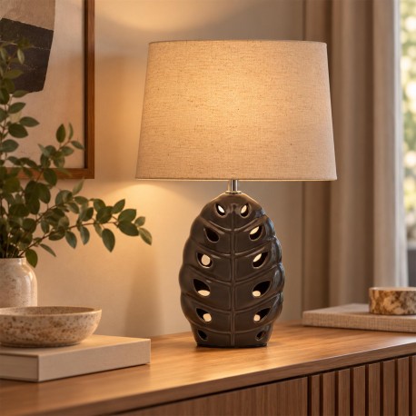 LAMPARA CERAMICA PLATEADO 42CM